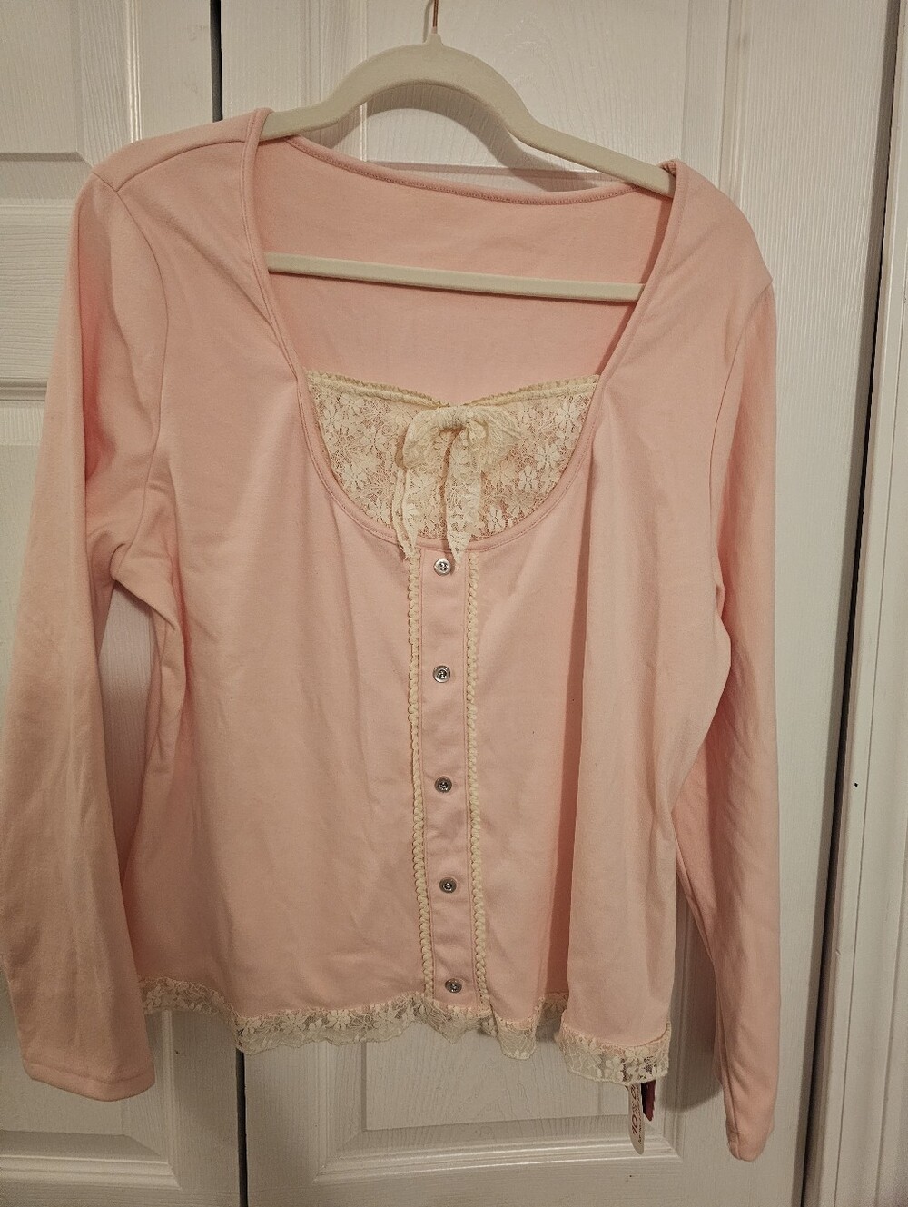 NWT Romwe Pink With Lace Detail Pull Over Super Soft Sz Xl